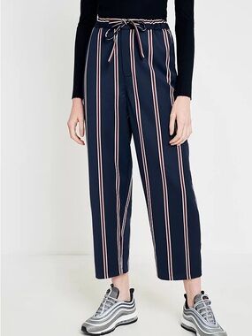 Urban Outfitters Light Before Dark Mensy Tie Navy Straight Trousers